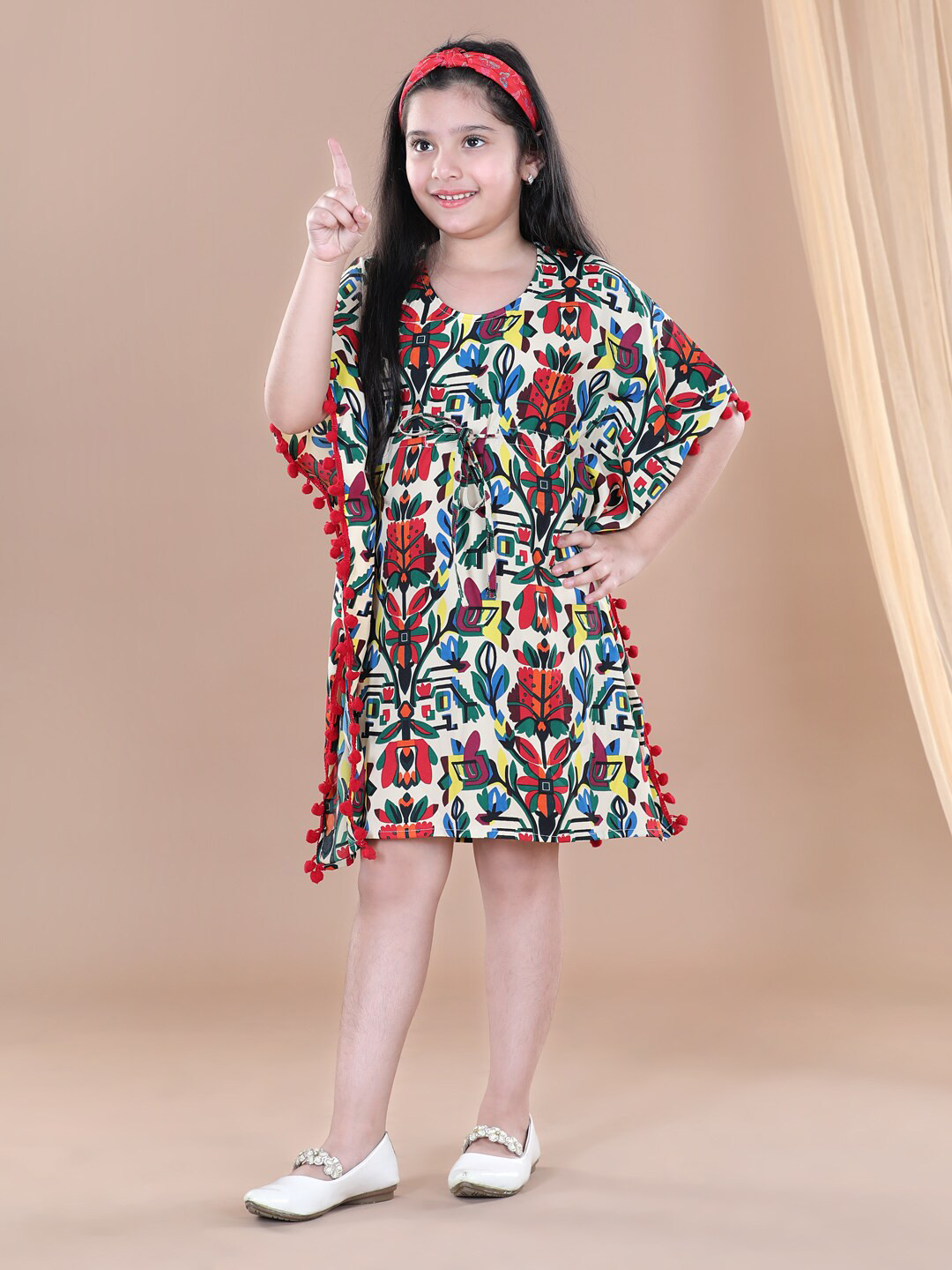 StyleStone Multicoloured Floral Crepe Kaftan Dress