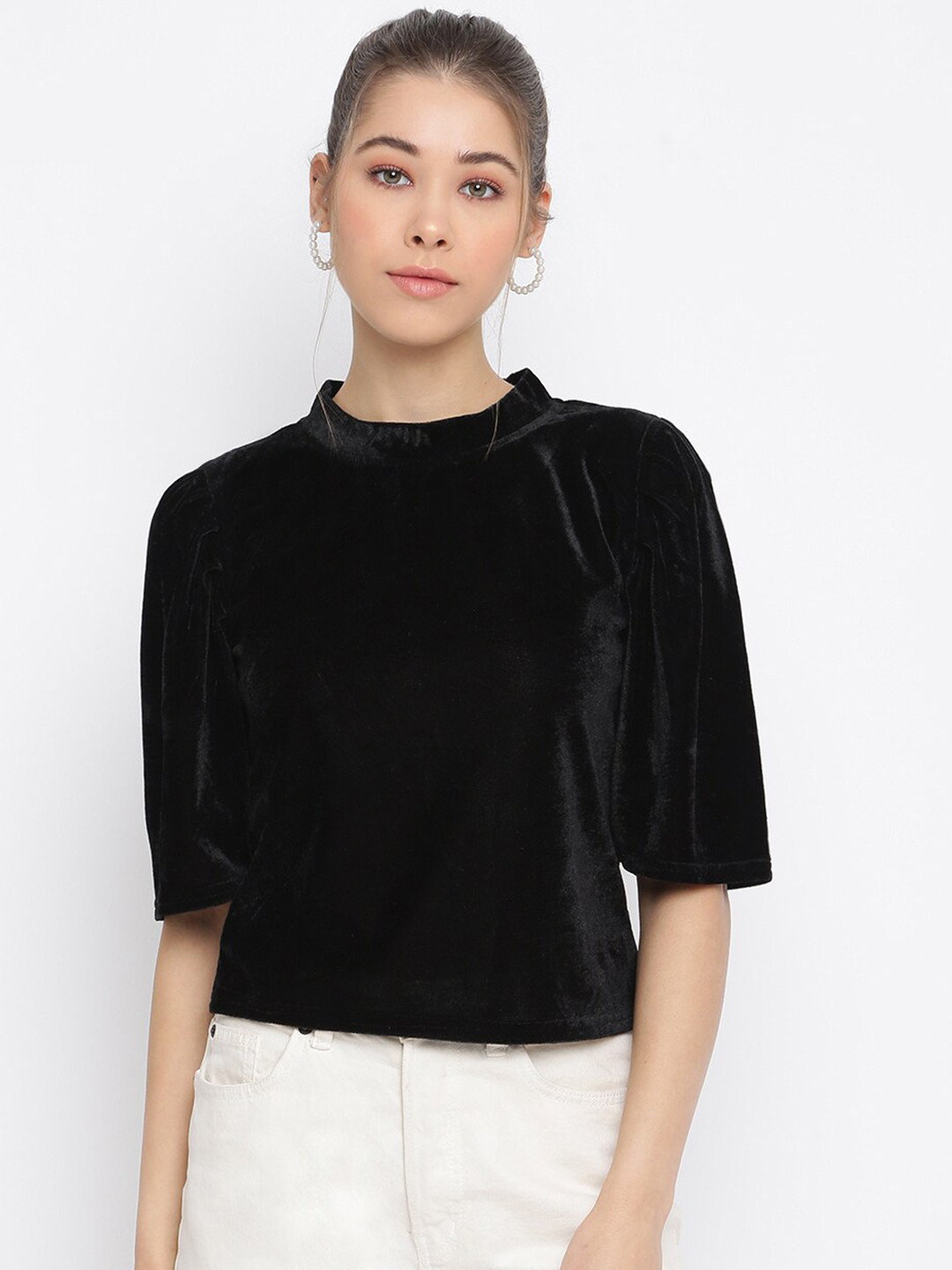 Mayra Black Velvet Top