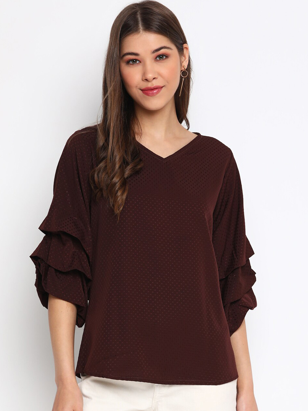 Mayra Brown Crepe Top
