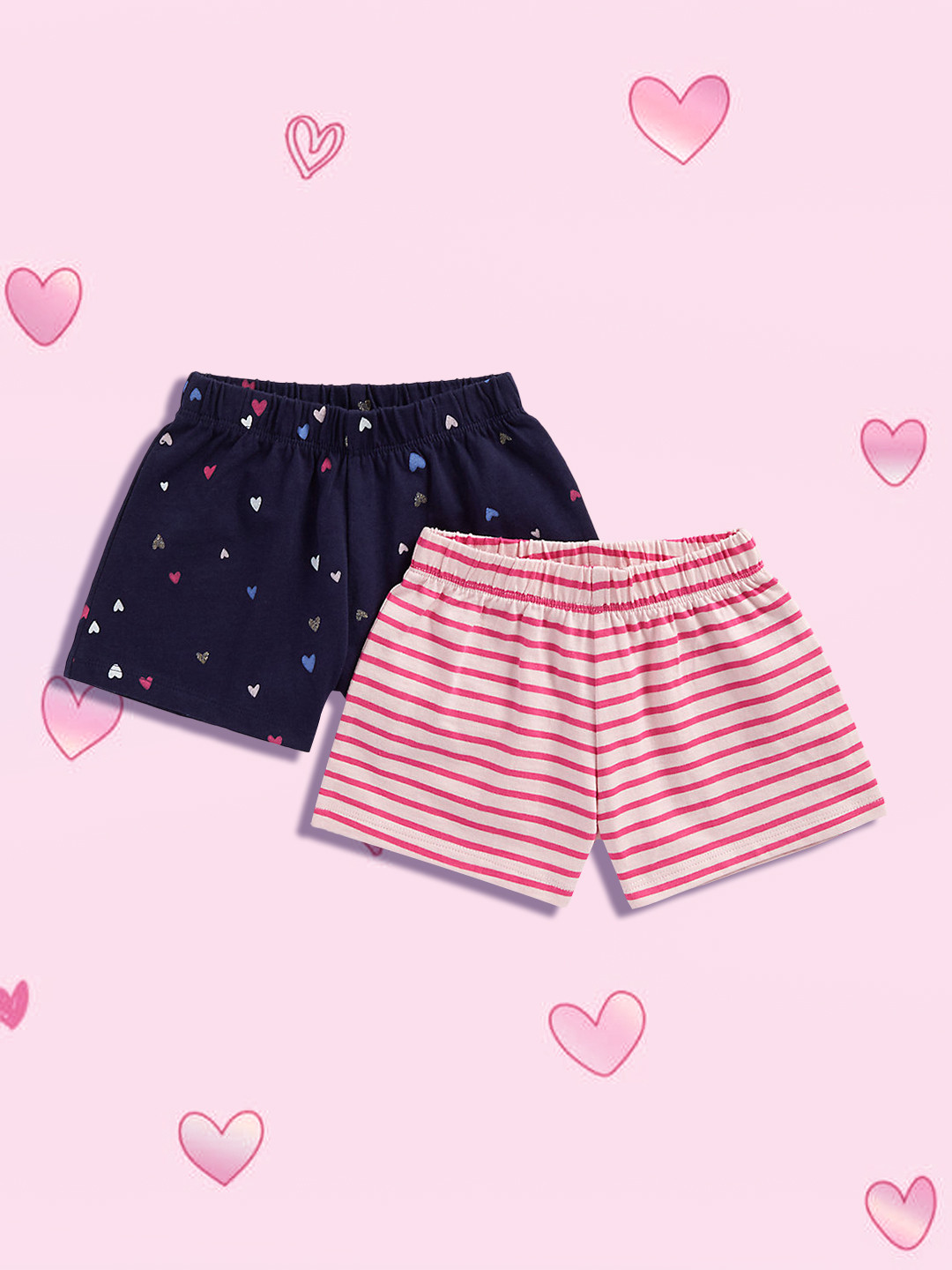 mothercare Girls Pack of 2 Pure Cotton Shorts