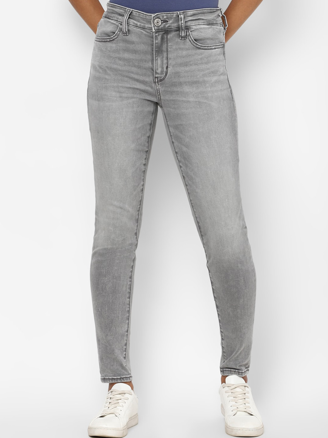 AMERICAN EAGLE OUTFITTERS Women Grey Slim Fit Heavy Fade Jeans