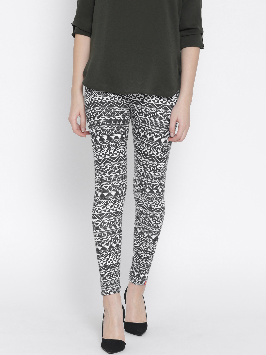 Buy Jashn Black \u0026 White Printed Ankle 