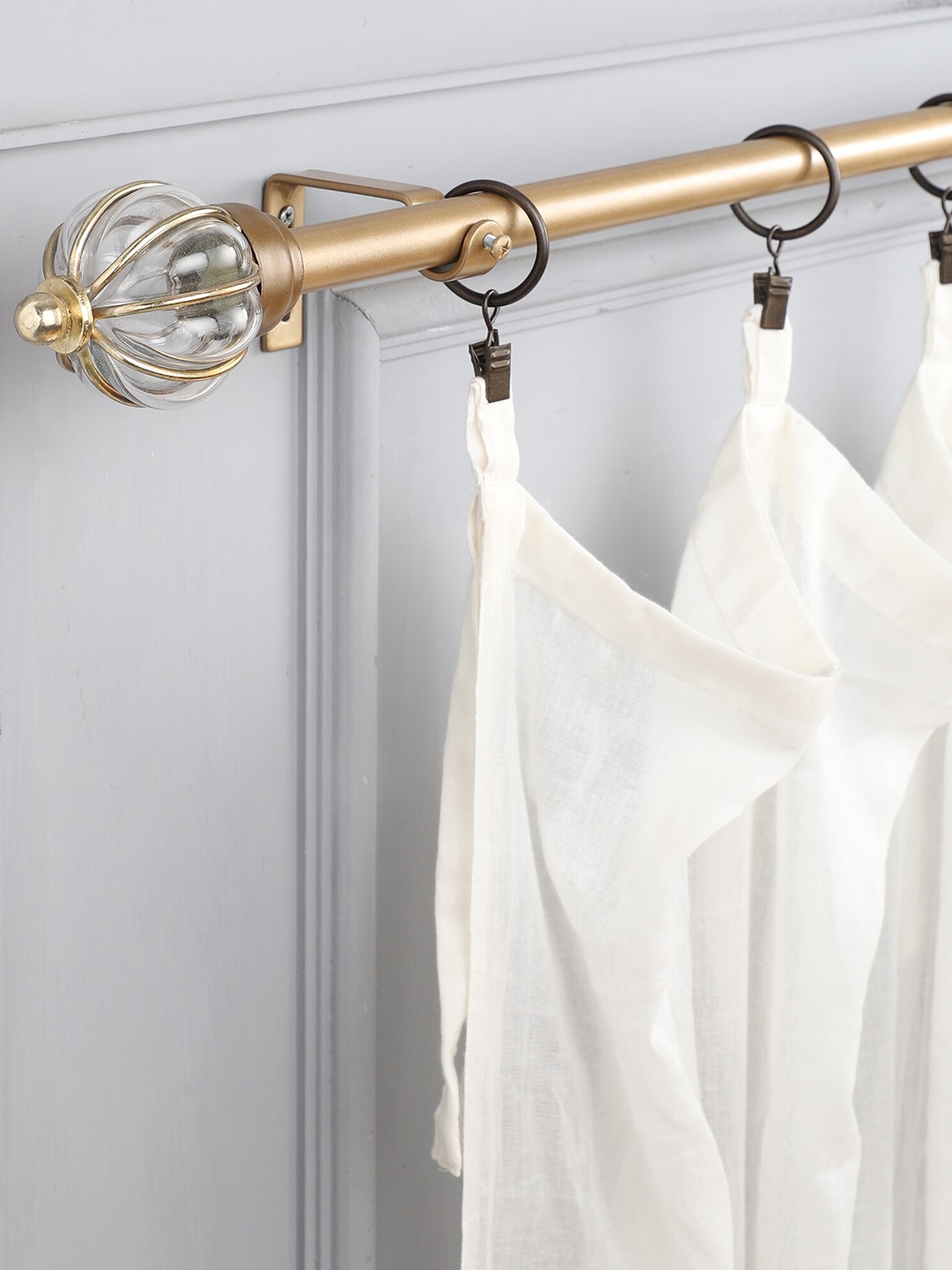 The Decor Mart Gold-Toned Extendable Curtain Rods With Brackets