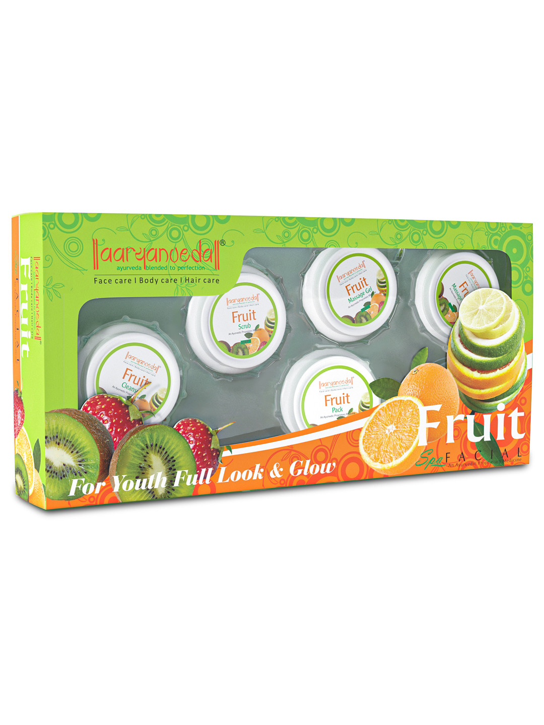 Aryanveda Fruit Facial Kit for Glowing Skin-Detan-Blemishes & Face Massage - 210 g