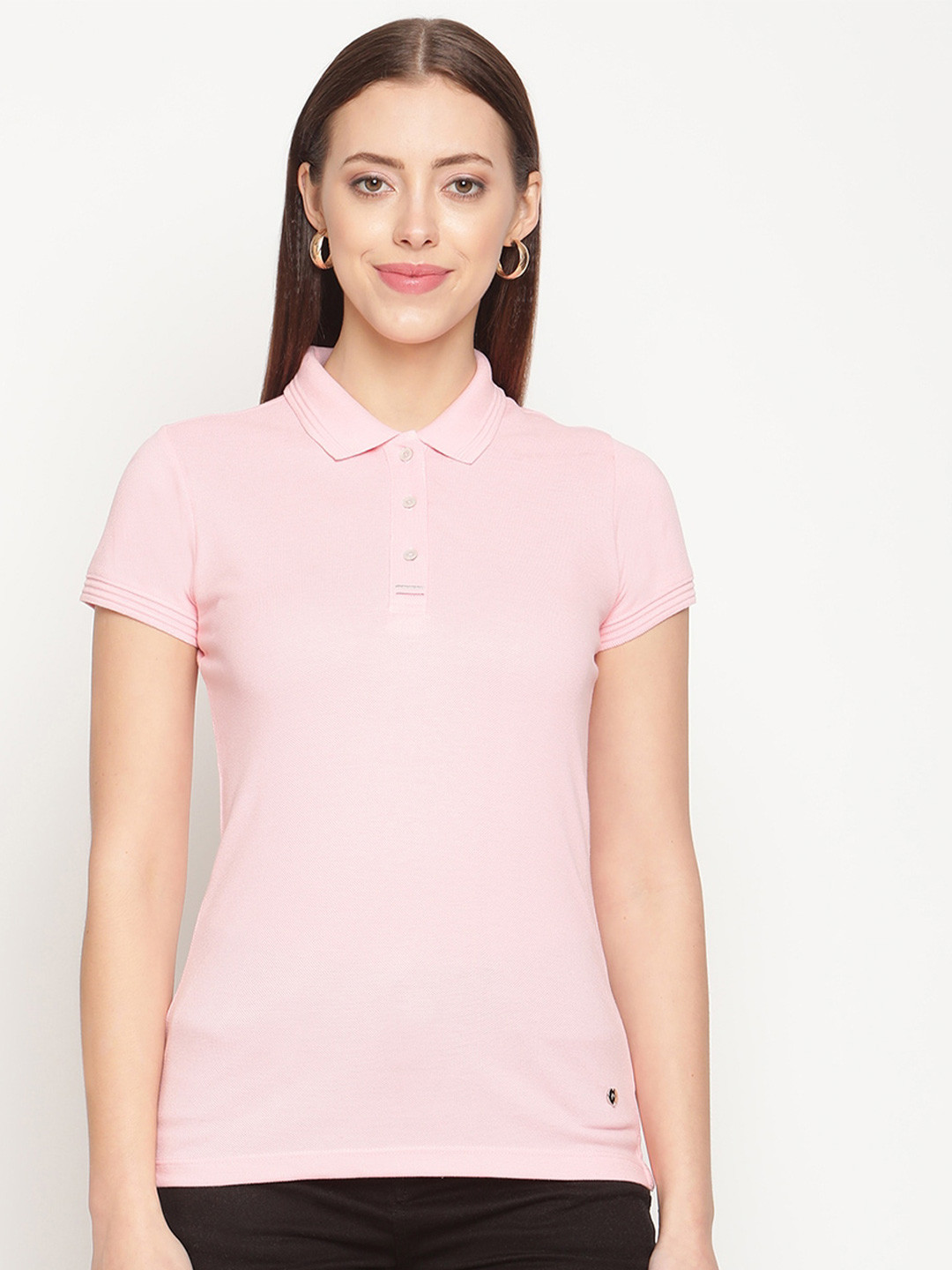 METTLE Women Pink Polo Collar T-shirt