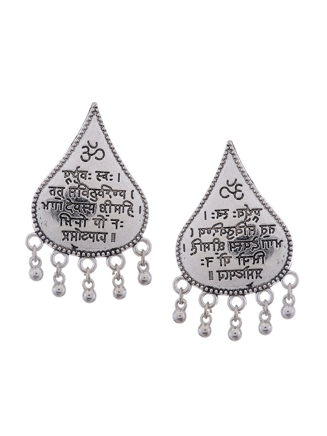 Silvermerc Designs Silver Plated Oxidised Teardrop Shaped Stud Earrings