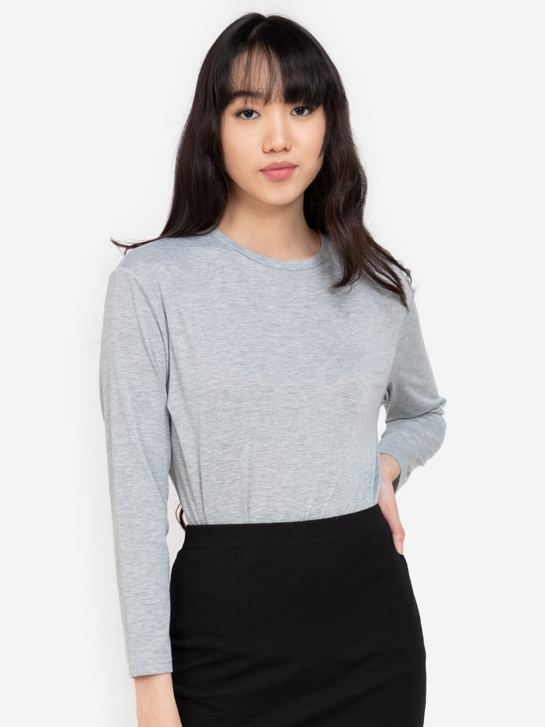 ZALORA BASICS Women Grey Solid Top
