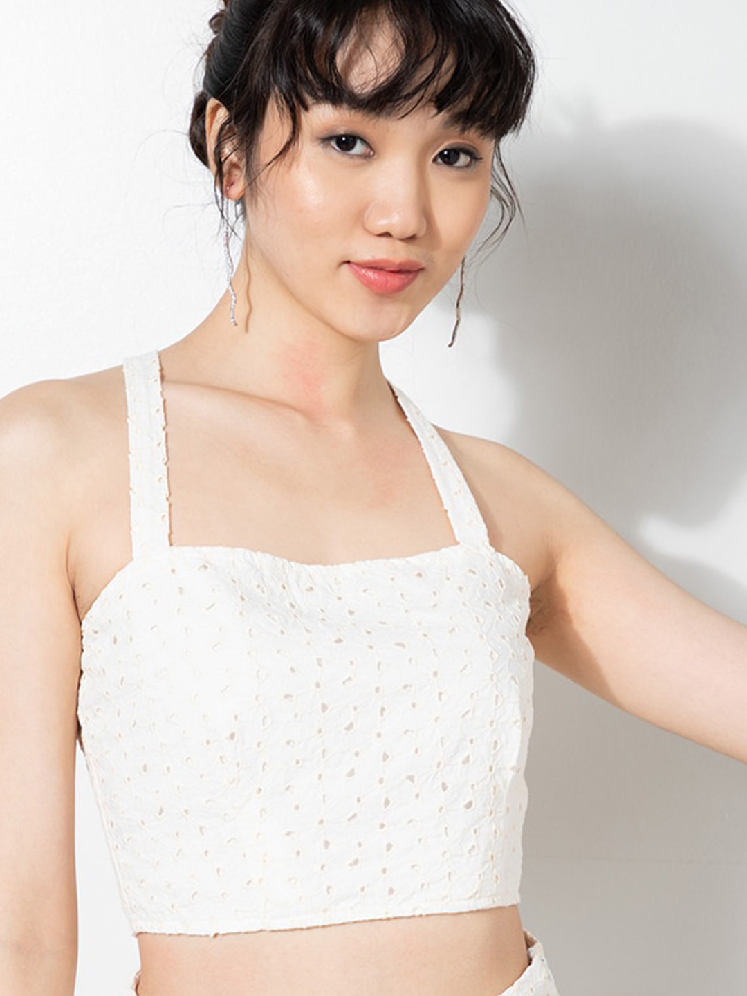 ZALORA OCCASION White Pure Cotton Crop Top