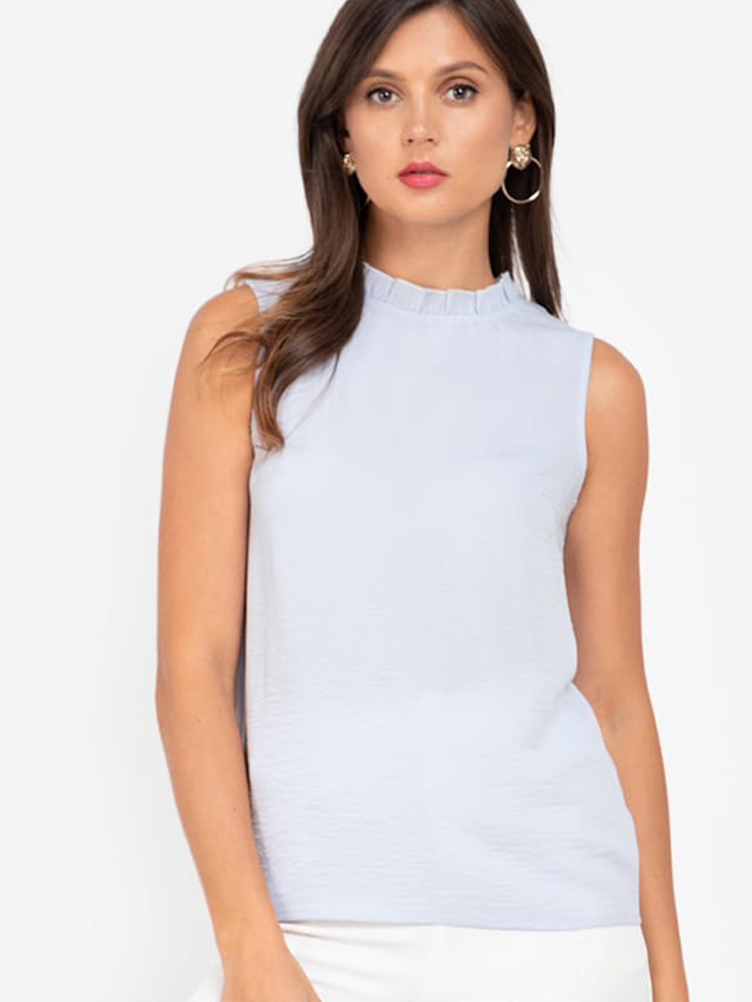 ZALORA WORK Women Blue Solid Tank Top