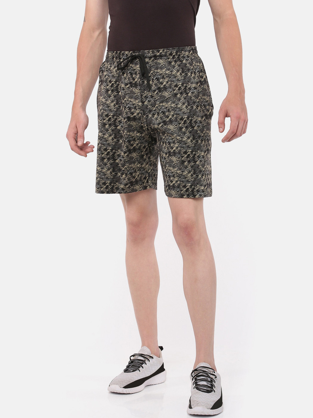Dollar All Over Print  Bermuda Shorts With One Side Zipper
