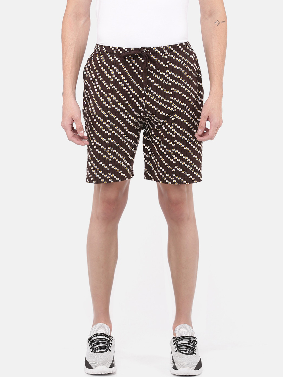 Dollar All Over Print  Bermuda Shorts With One Side Zipper