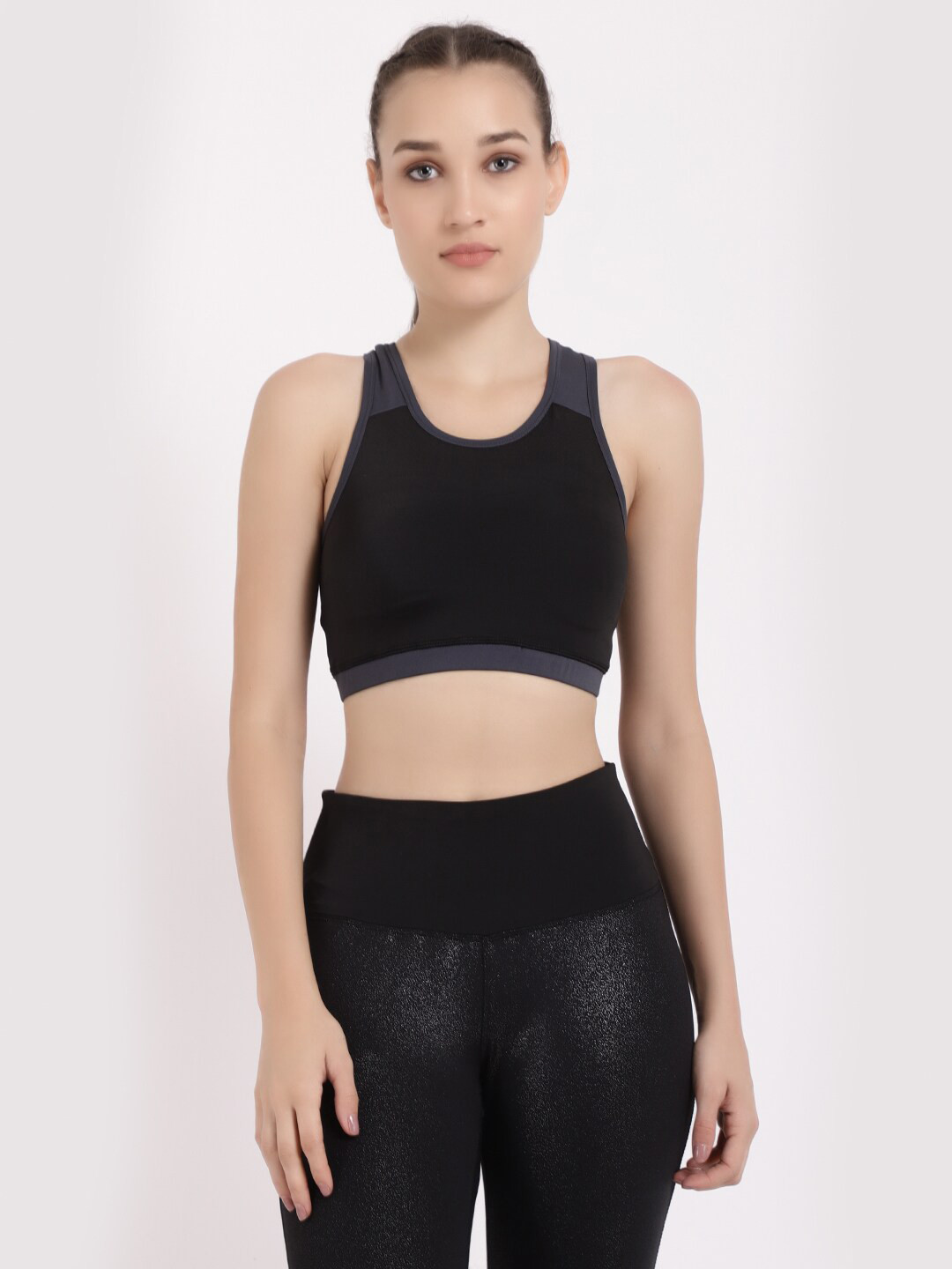 STUDIOACTIV Black & Grey Regular Sports Bra SA106032021-XS