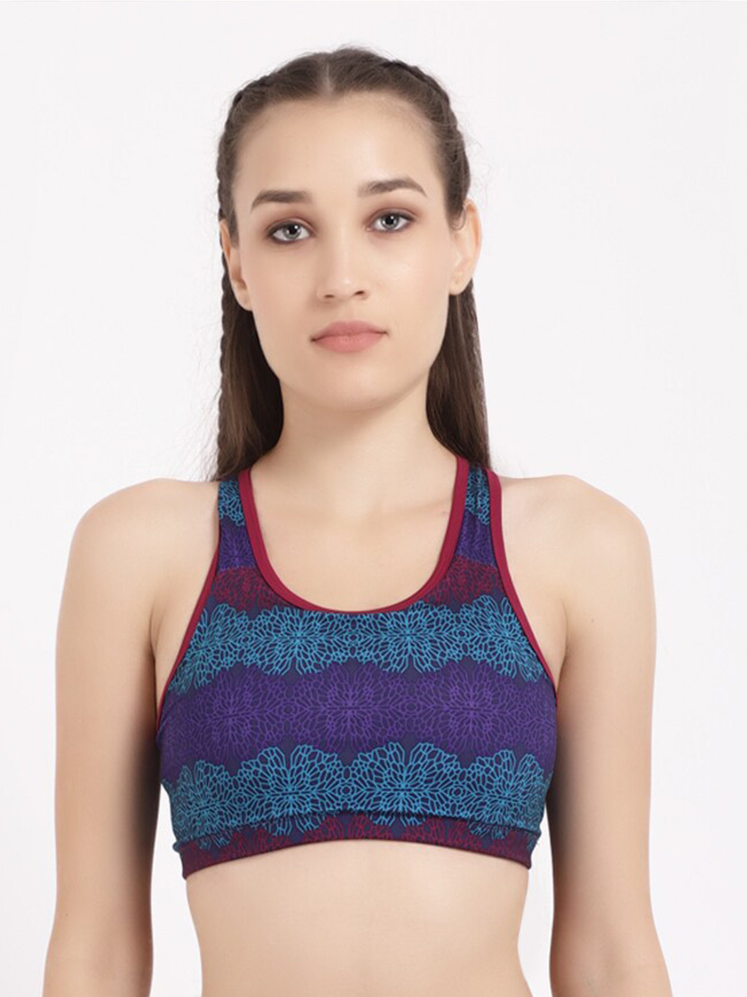 STUDIOACTIV Blue & Purple Abstract Sports Bra