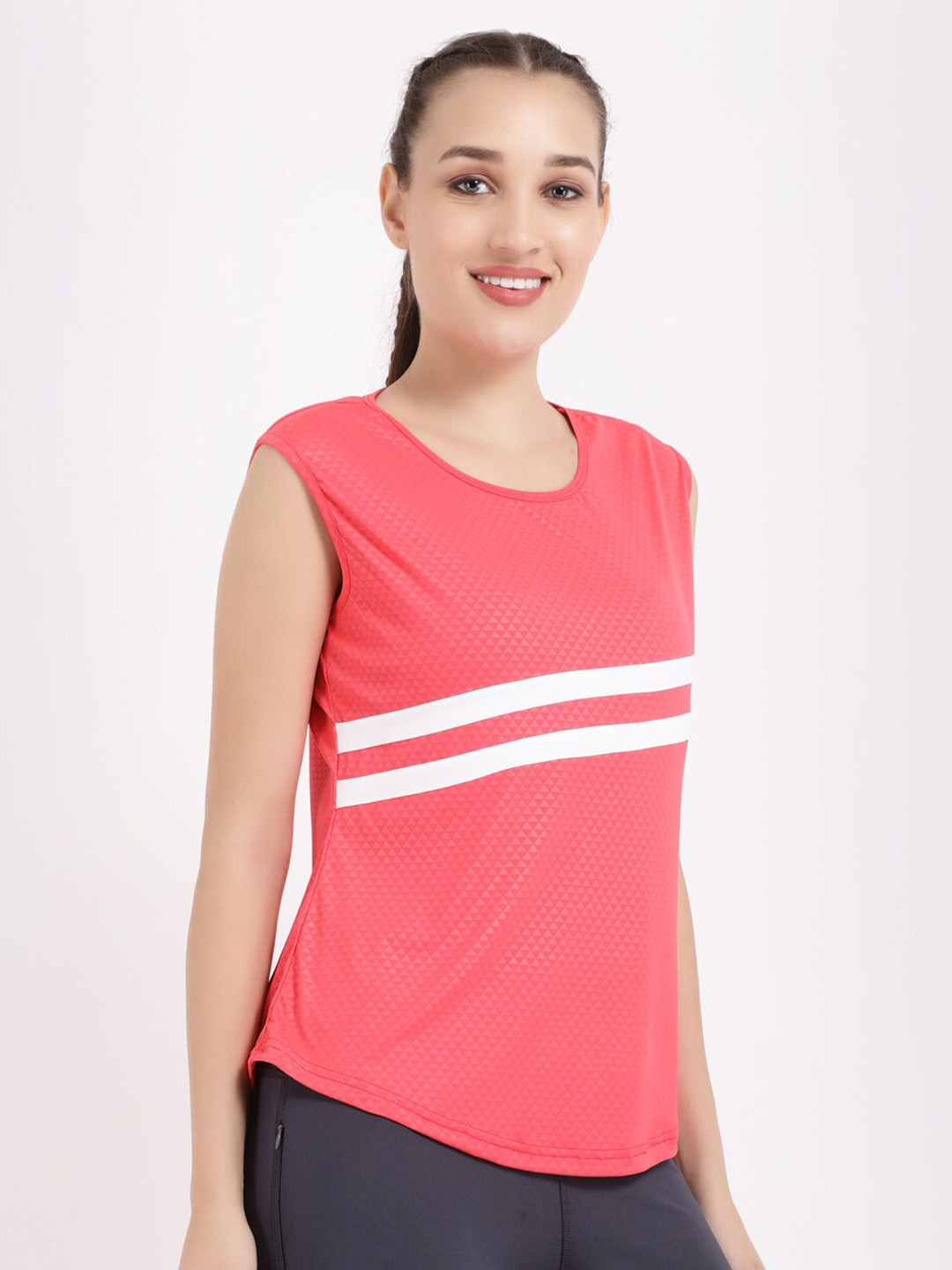 STUDIOACTIV Women Striped Coral Sports T-shirt