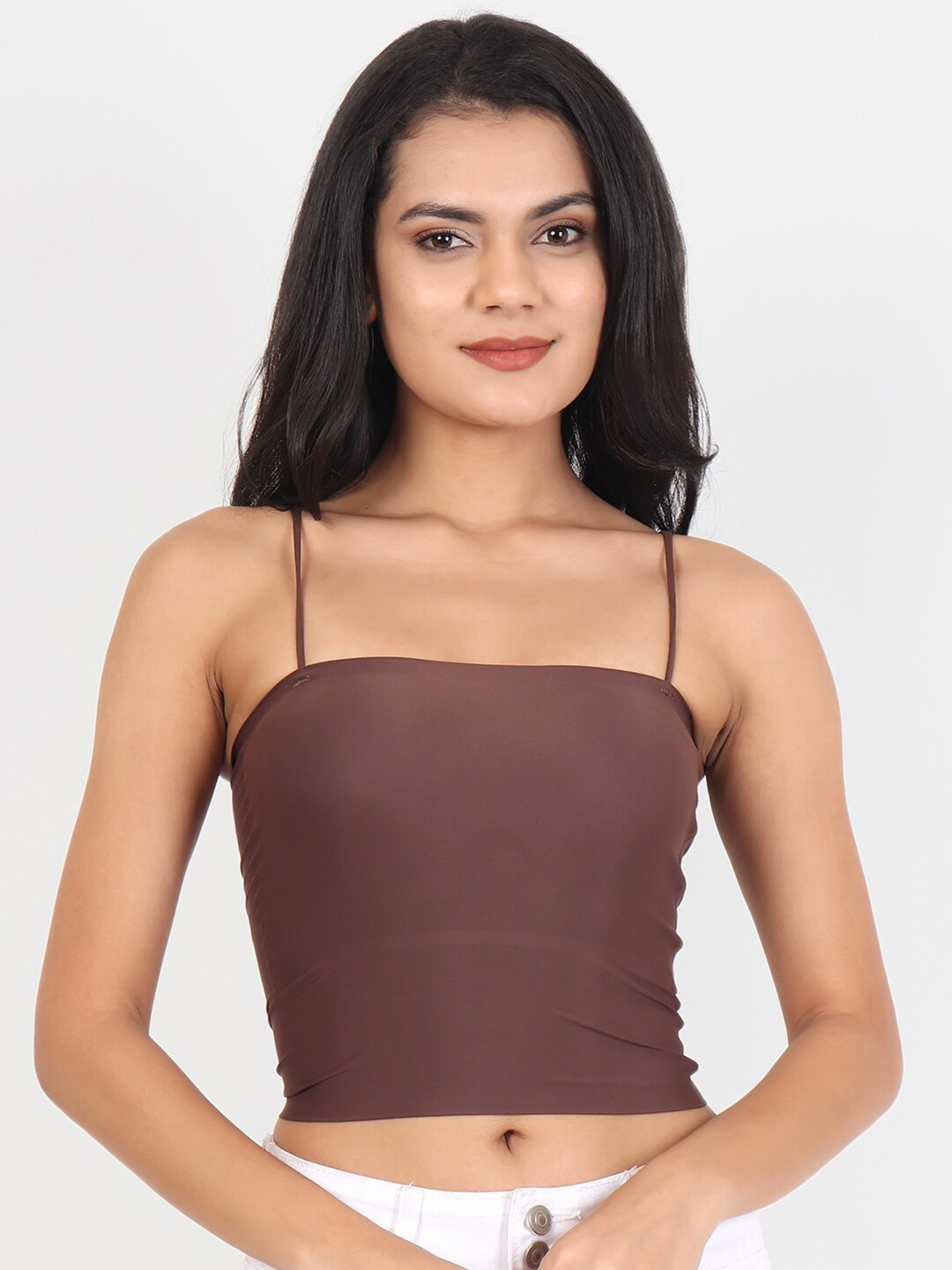 Lebami Brown Removable Padding & Non Wired Solid Bralette Bra