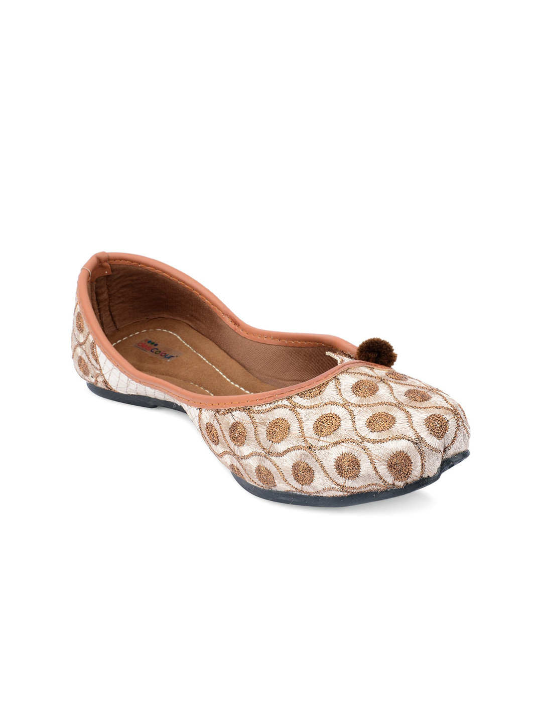 DESI COLOUR Women Copper-Toned Ethnic Mojaris Flats