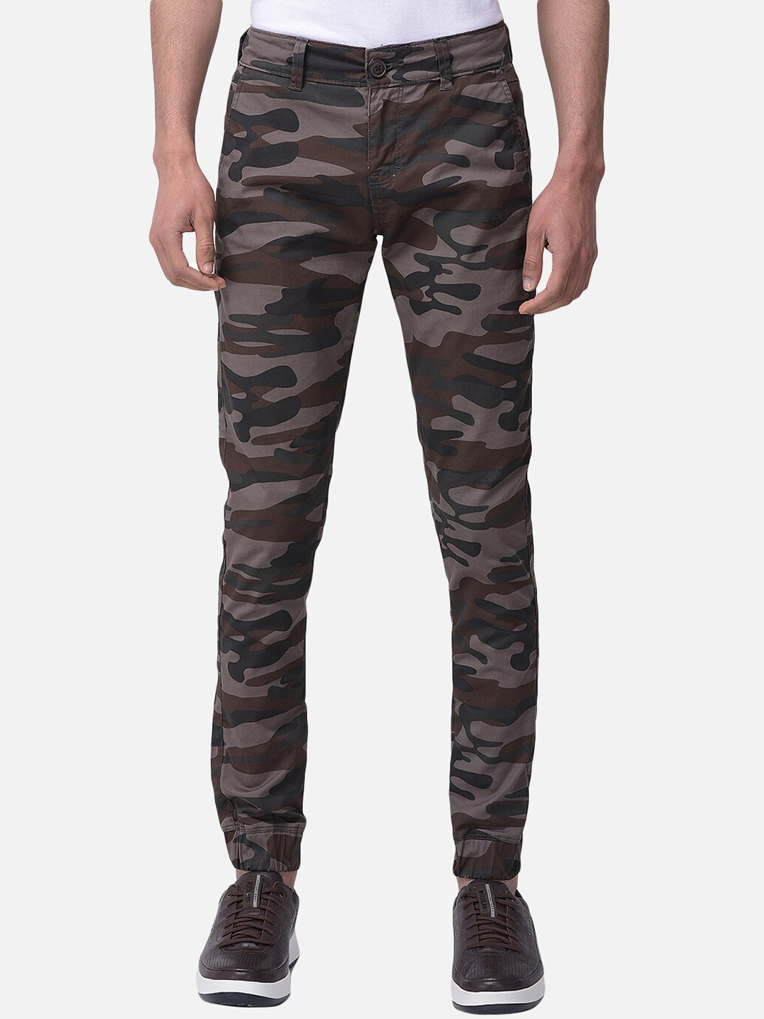 Woodland Men Multicoloured Camouflage Printed Joggers Trousers
