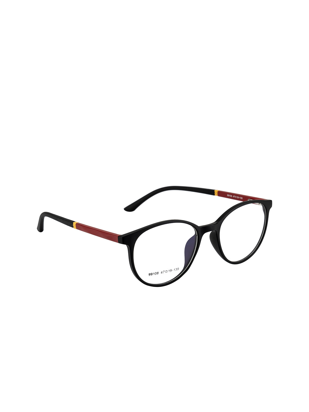 Gold Berg Unisex Black & Maroon Full Rim Round Frames Eyeglasses