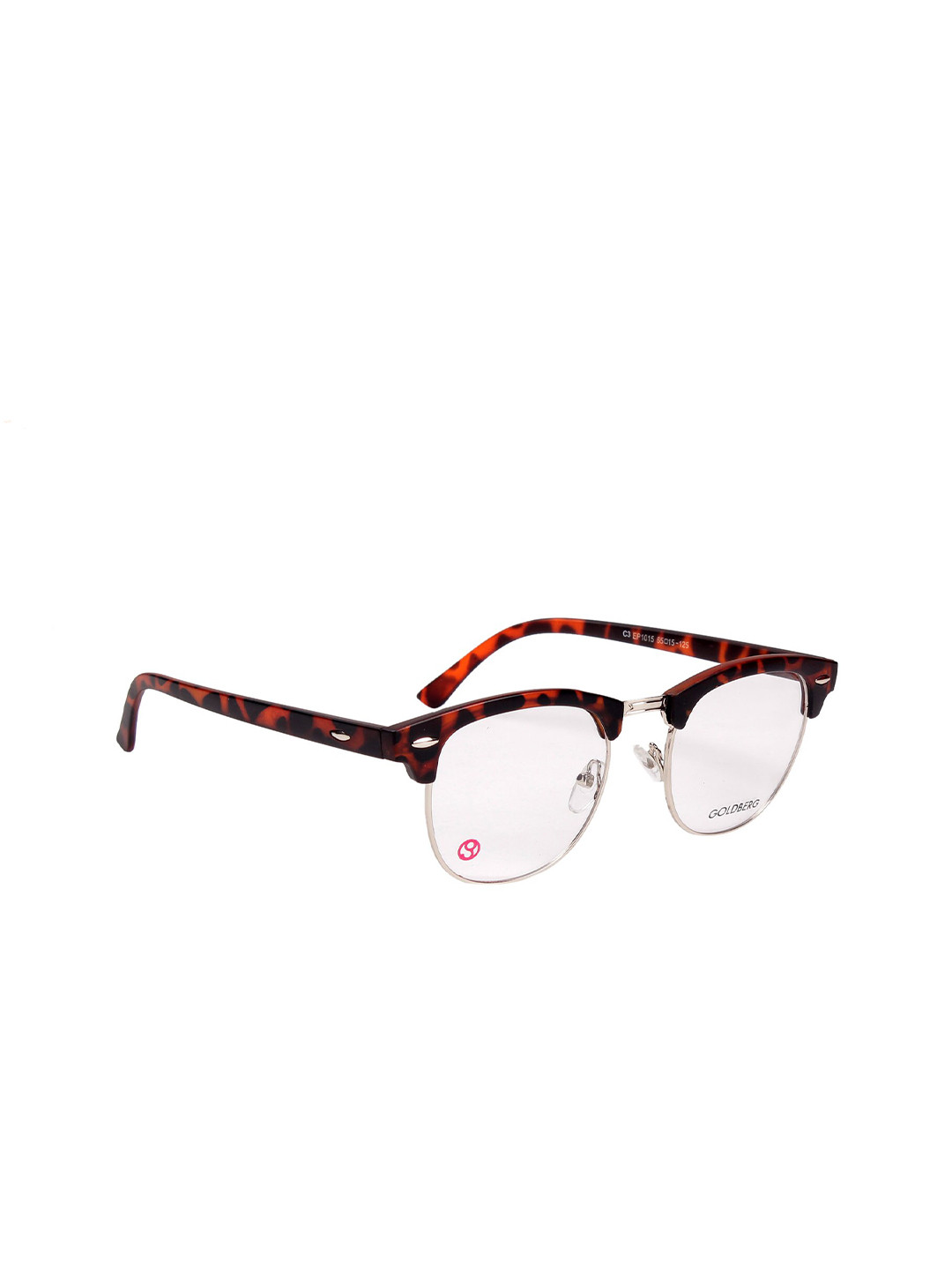 Gold Berg Unisex Brown & Grey Half Rim Browline Frames
