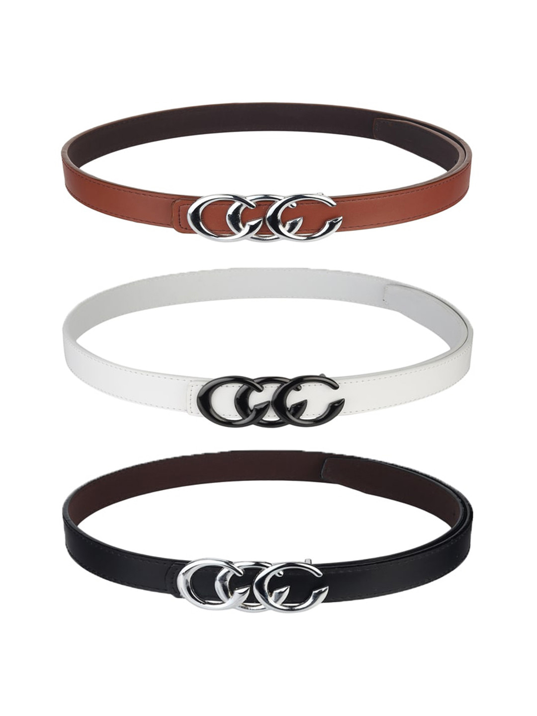 Kastner Women Brown & Blue Set Of 3 Artificial Leather Belt