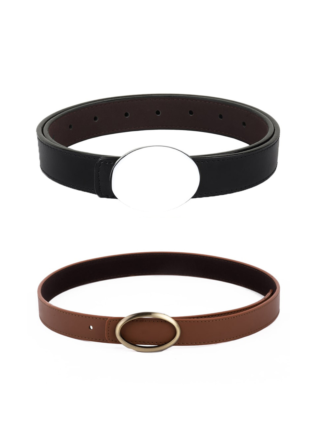 Kastner Women Set of 2 Black & Brown Belts