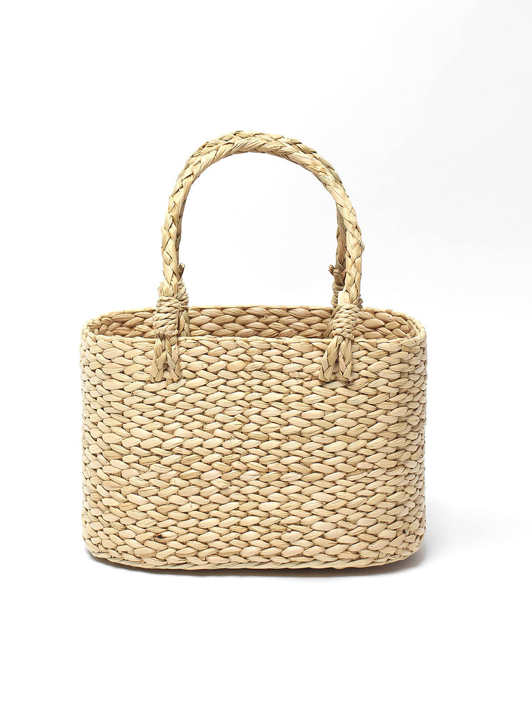 HABERE INDIA Beige Woven Design Grass Storage Basket