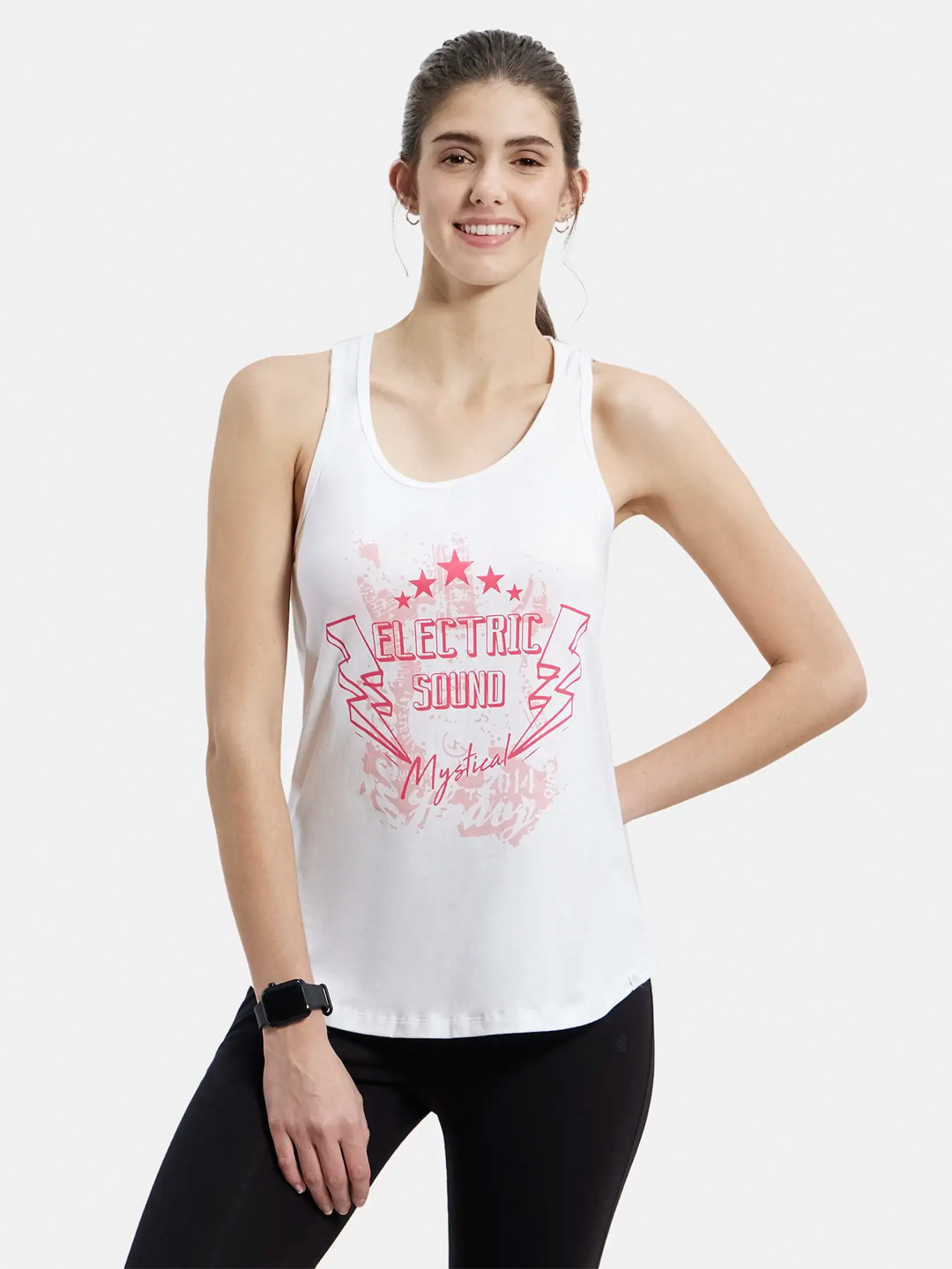 Jockey Graphic Printed Super Combed Cotton Racerback Styled Tank Top-AW52