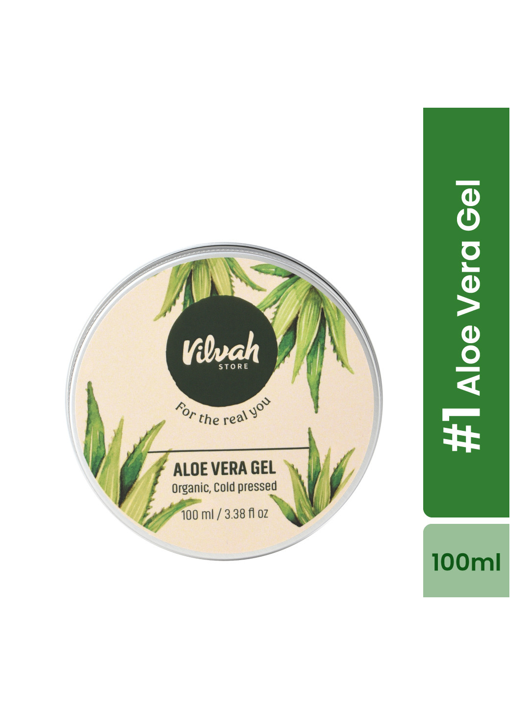 Vilvah Store 100% Organic Cold-Pressed Aloe Vera Gel for All Skin & Hair Types - 100 g