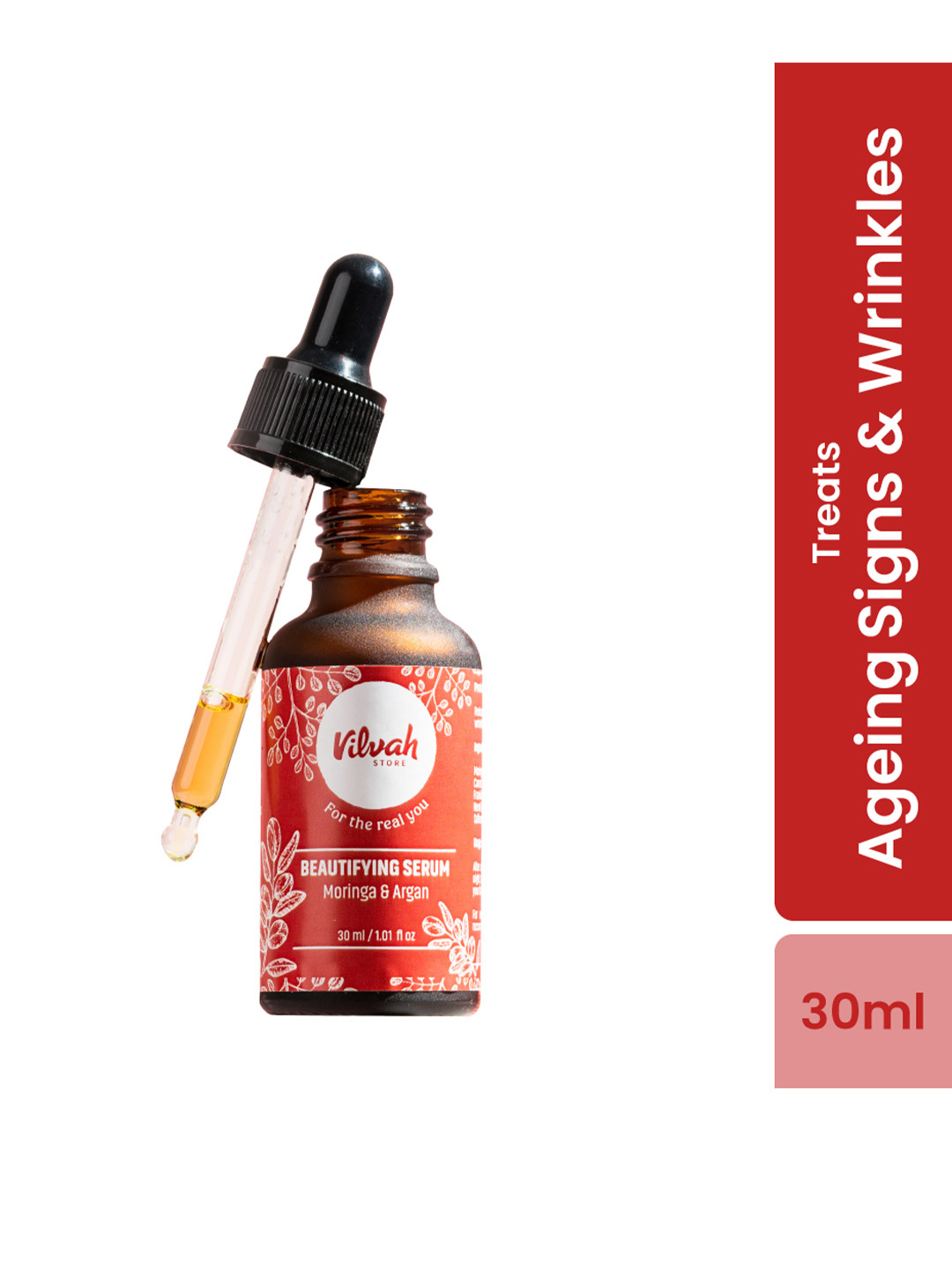 Vilvah Store Beautifying Face Serum with Moringa & Argan Oil For Damaged Skin - 30ml