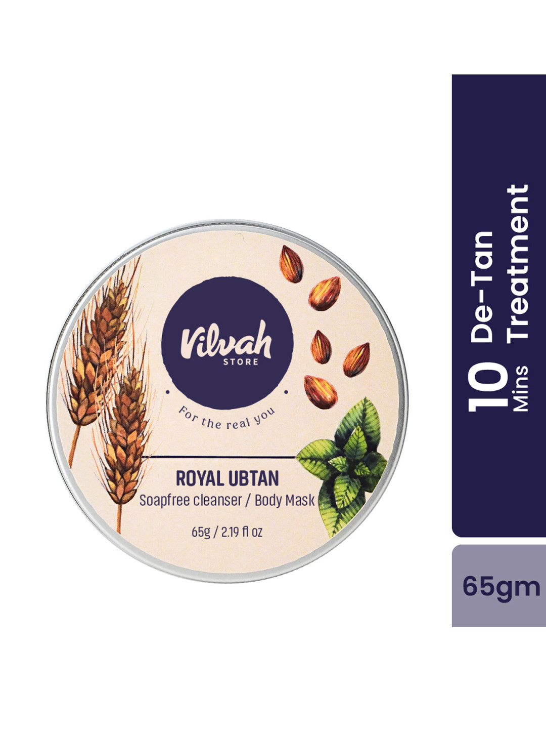 Vilvah Store Royal Ubtan Body Mask for Detan with Red Sandalwood & Turmeric - 65g