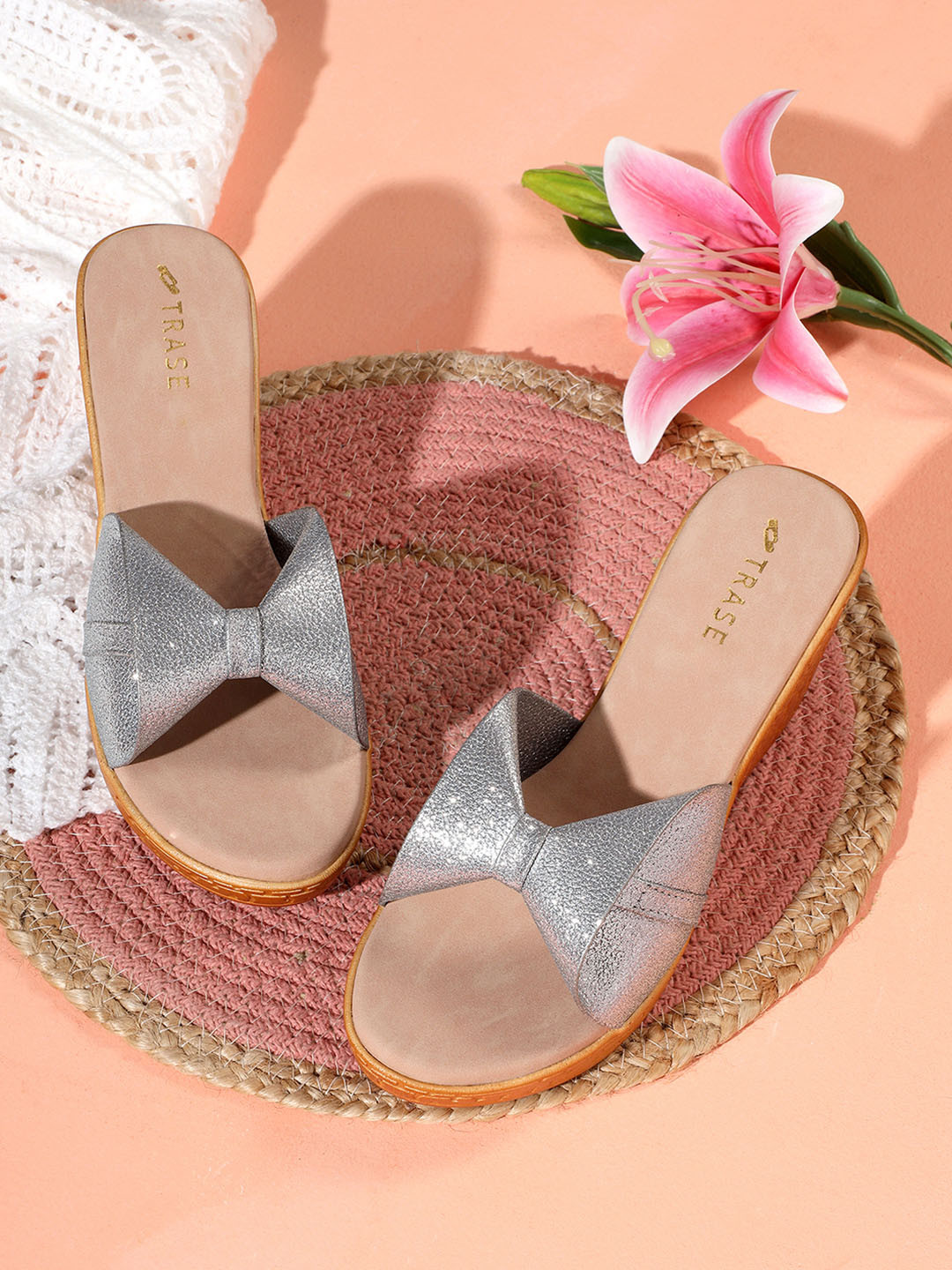 TRASE Women Grey Wedge Sandals