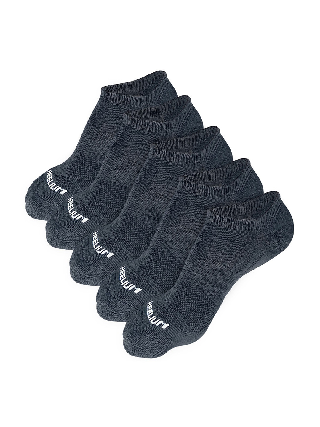 Heelium Men Pack of 5 Odour-Free Padded Base Anti-bacterial Bamboo Ankle Length Socks