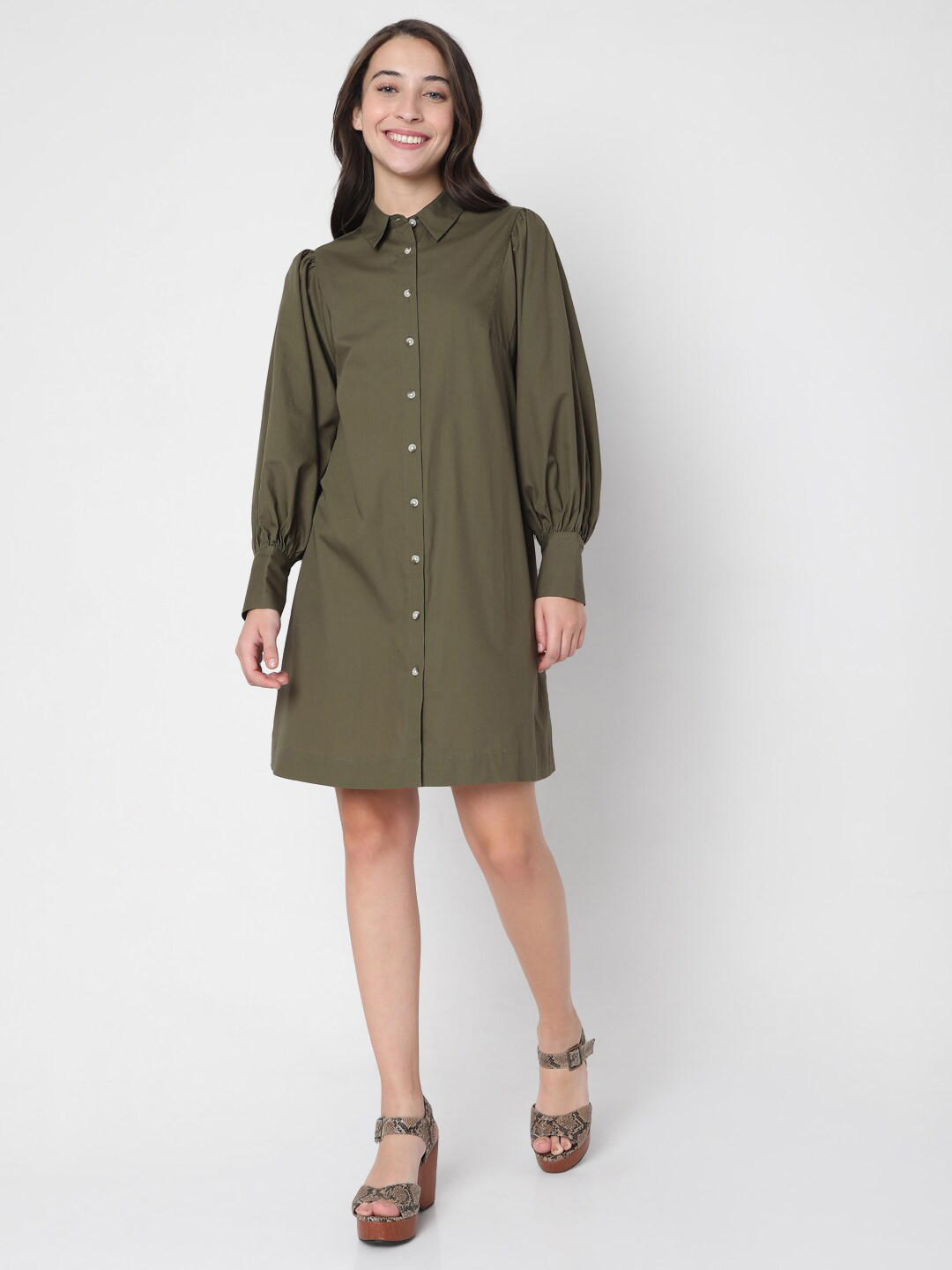 Vero Moda Women Green Shirt Dress