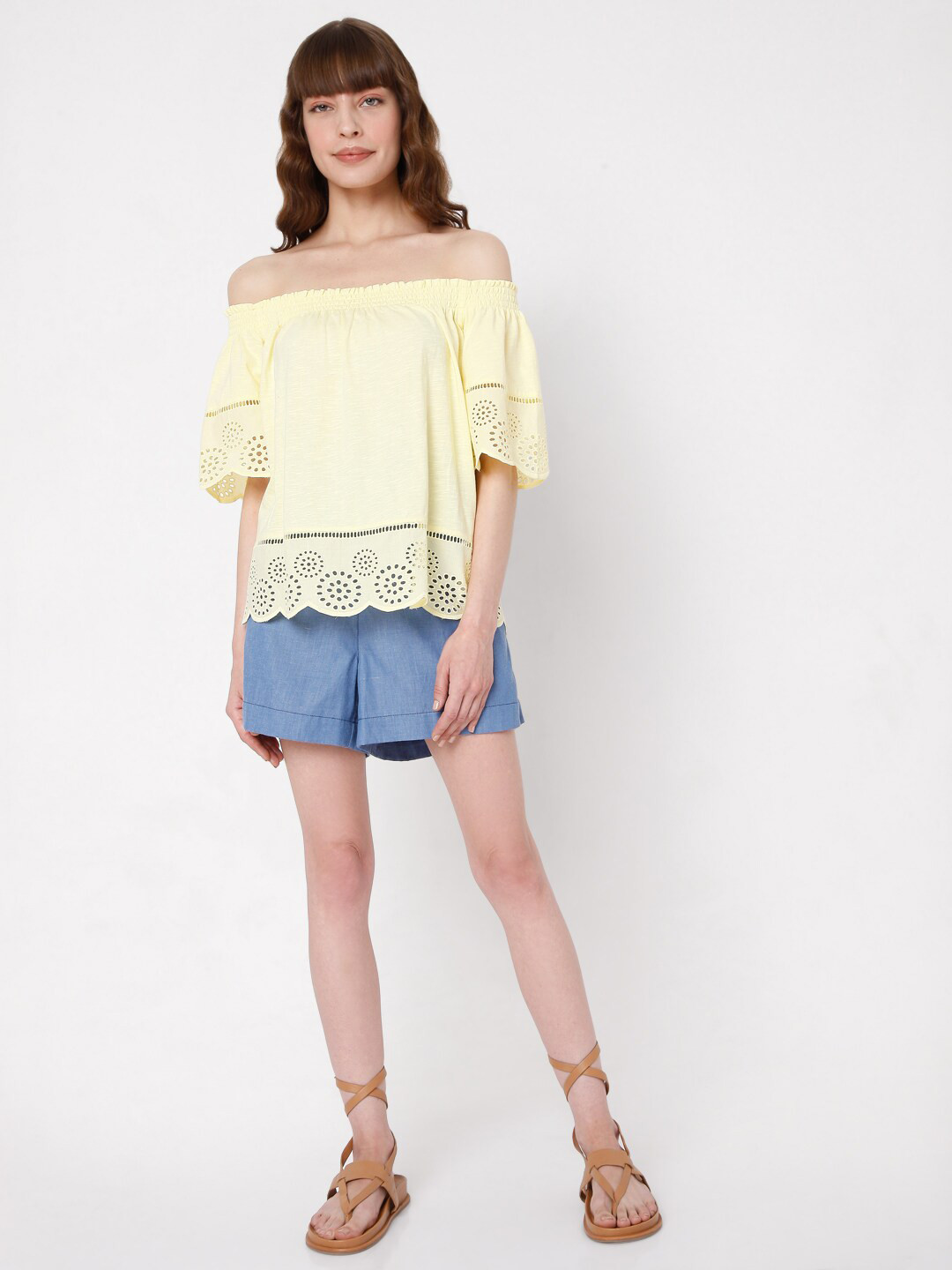 Vero Moda Yellow Off-Shoulder Top