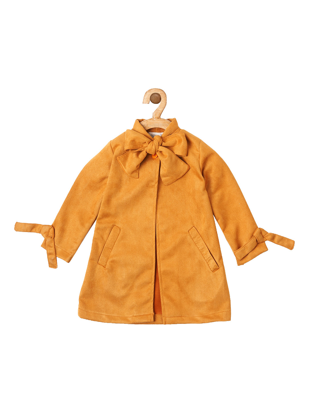 PICCOLO Girls Mustard Suede Longline Parka Jacket