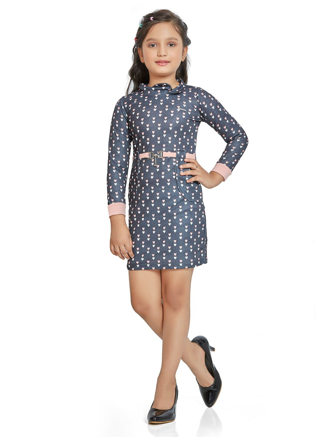 Peppermint Grey & Pink Satin A-Line Dress