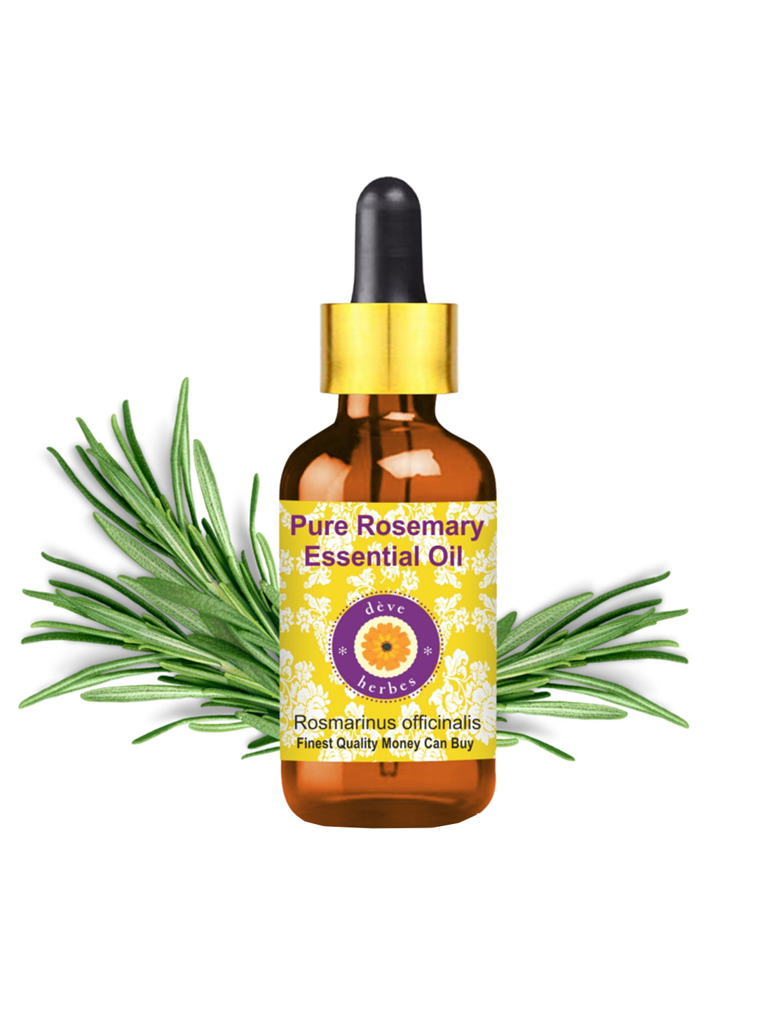 Deve Herbes Pure Rosemary Steam Distilled Essential Oil with Glass Dropper - 15 ml