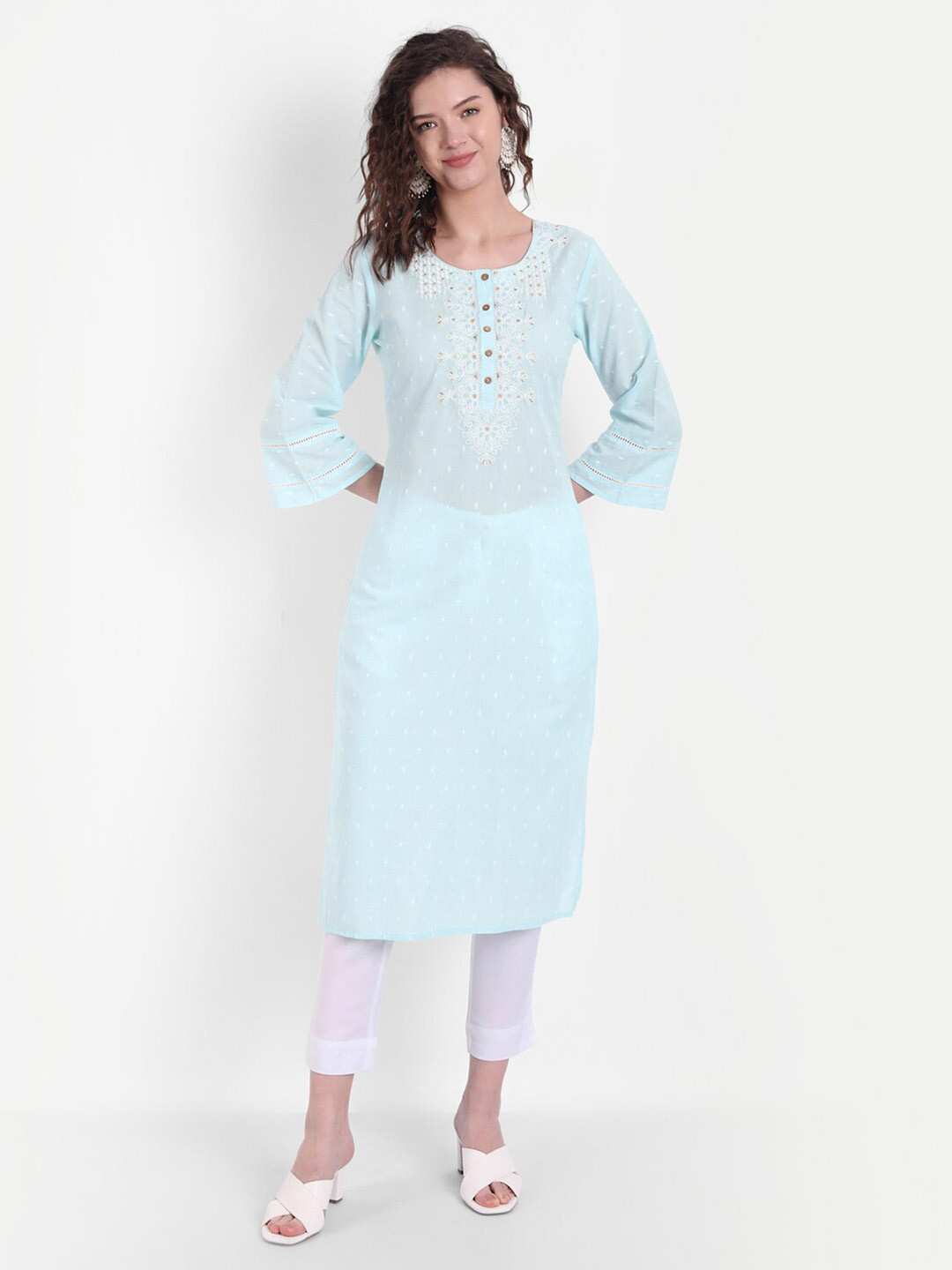 SUTI Blue Printed Pure Cotton Kurti