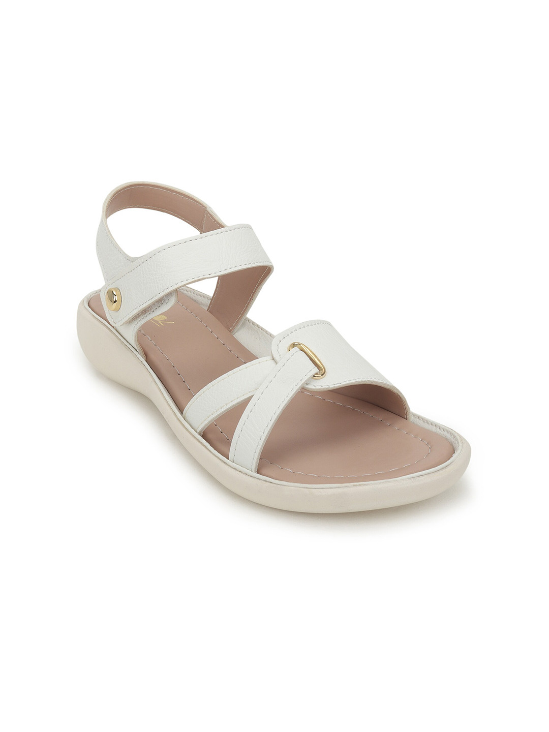 VENDOZ Women White Open Toe Flats