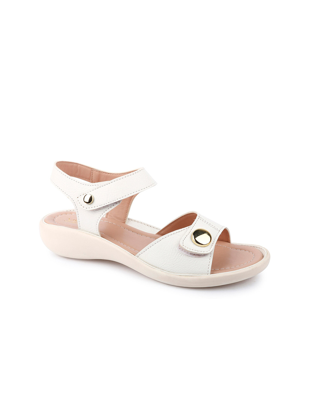 VENDOZ Women White Open Toe Flats