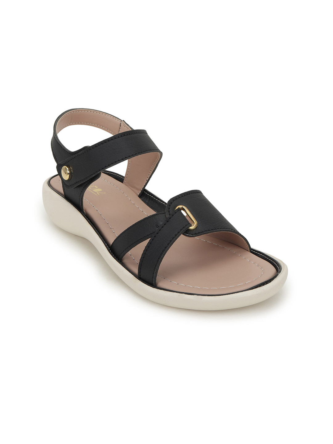 VENDOZ Women Black Solid Casual Open Toe Flats