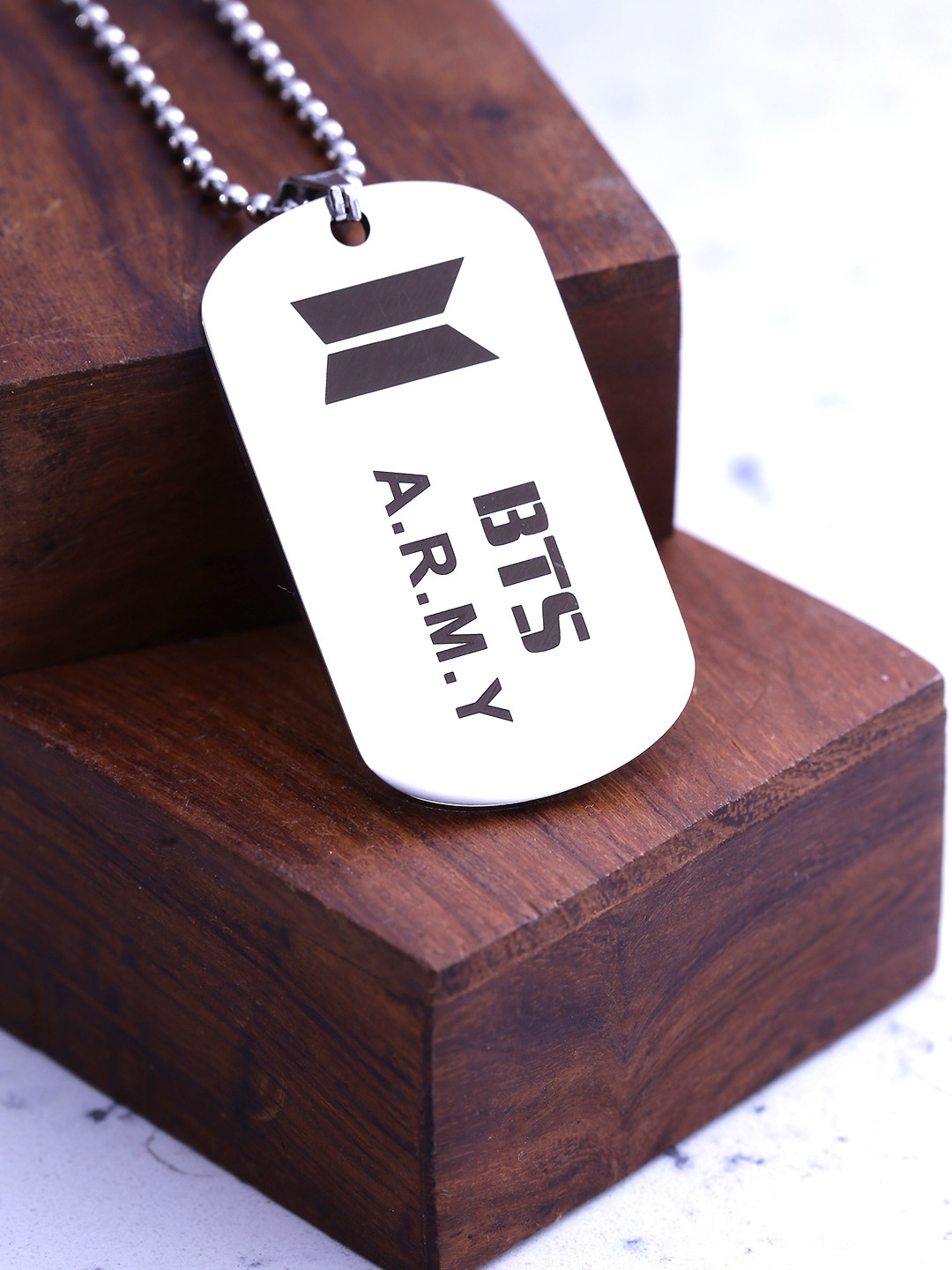 Yellow Chimes Men Silver-Plated BTS Army Dog Tag Pendant