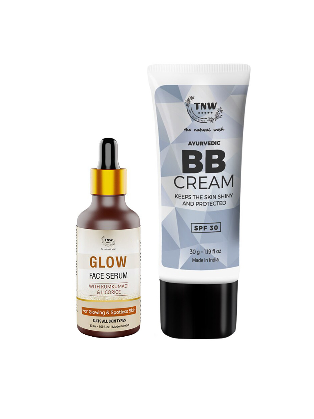 TNW the natural wash Set of BB Cream - Light Shade 30g & Glow Face Serum 30 ml