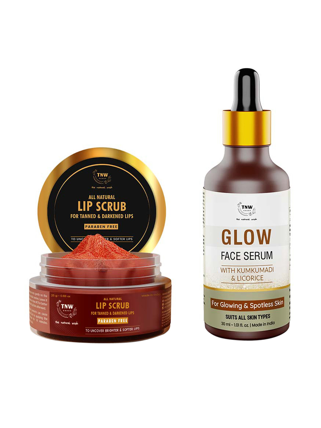TNW the natural wash Set of All Natural Lip Scrub & Glow Face Serum