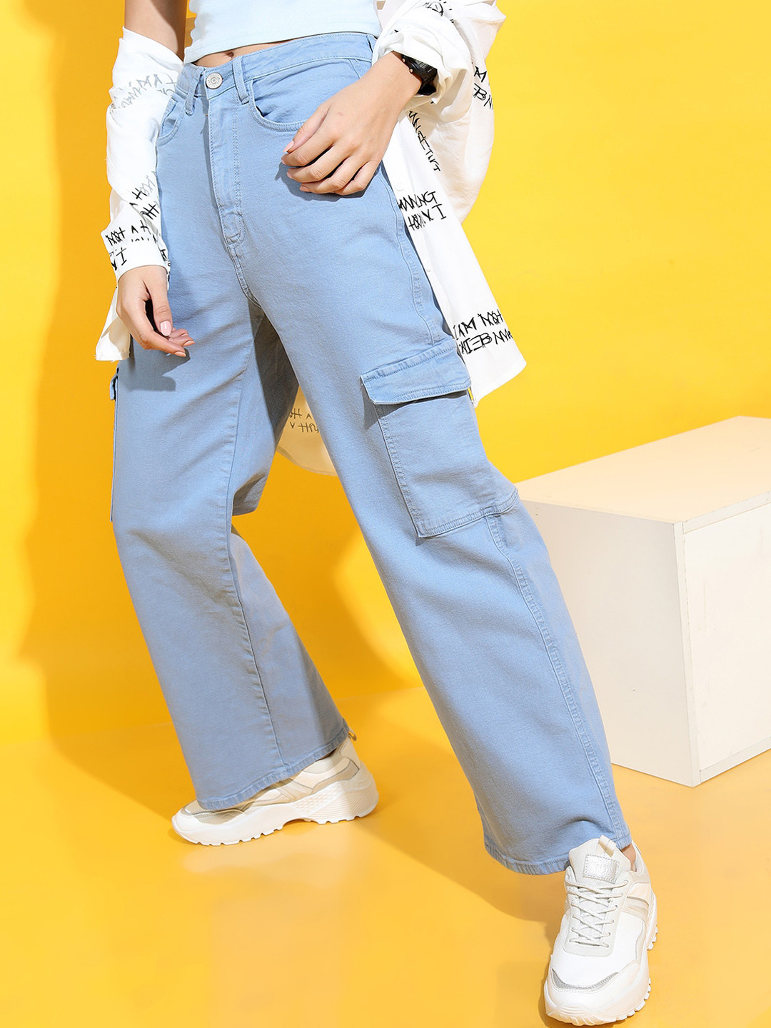 Tokyo Talkies Women Cotton Cargo Jeans