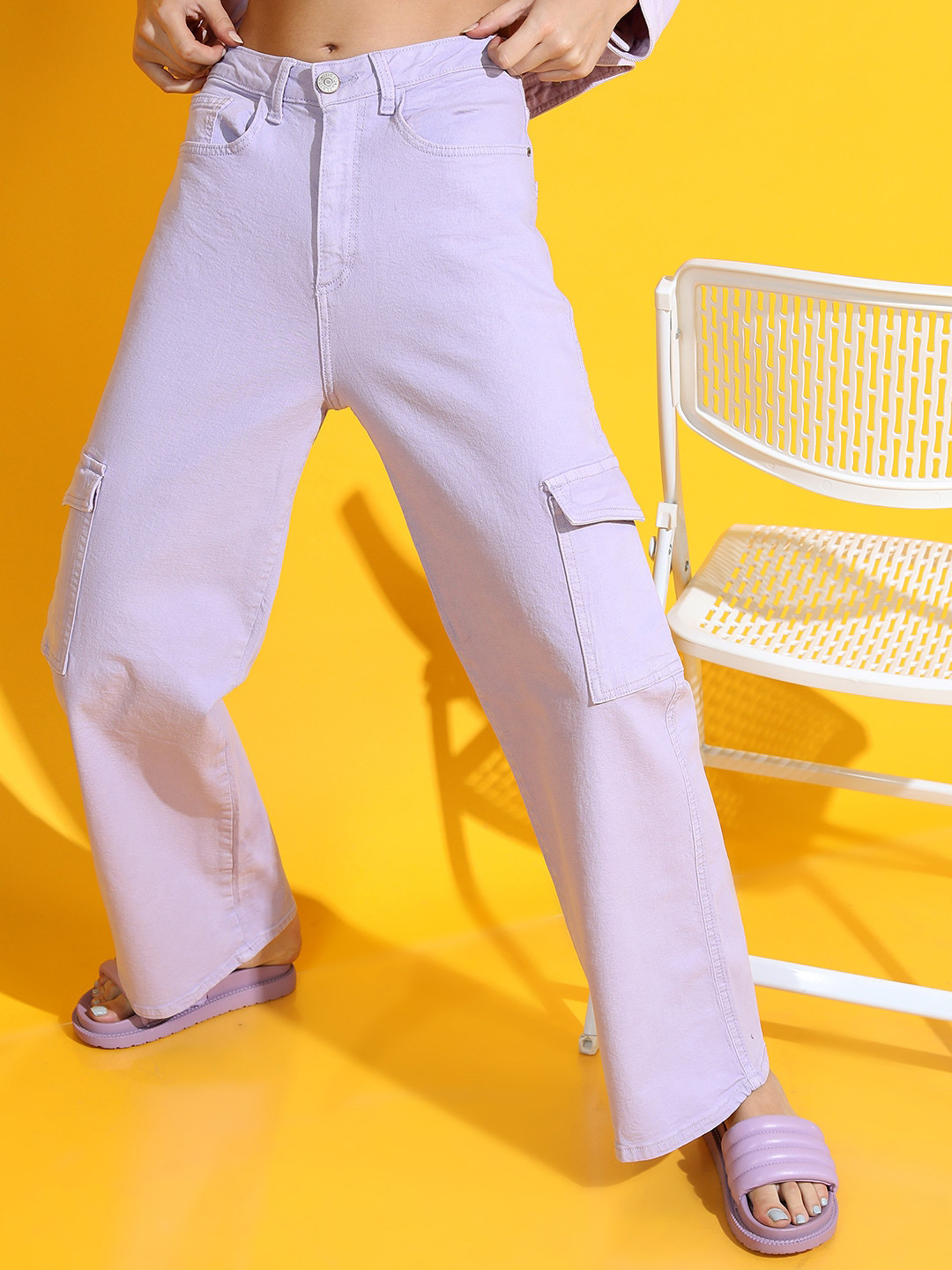 Tokyo Talkies Women Dad Fit Stretchable Cargo Relaxed Fit Jeans