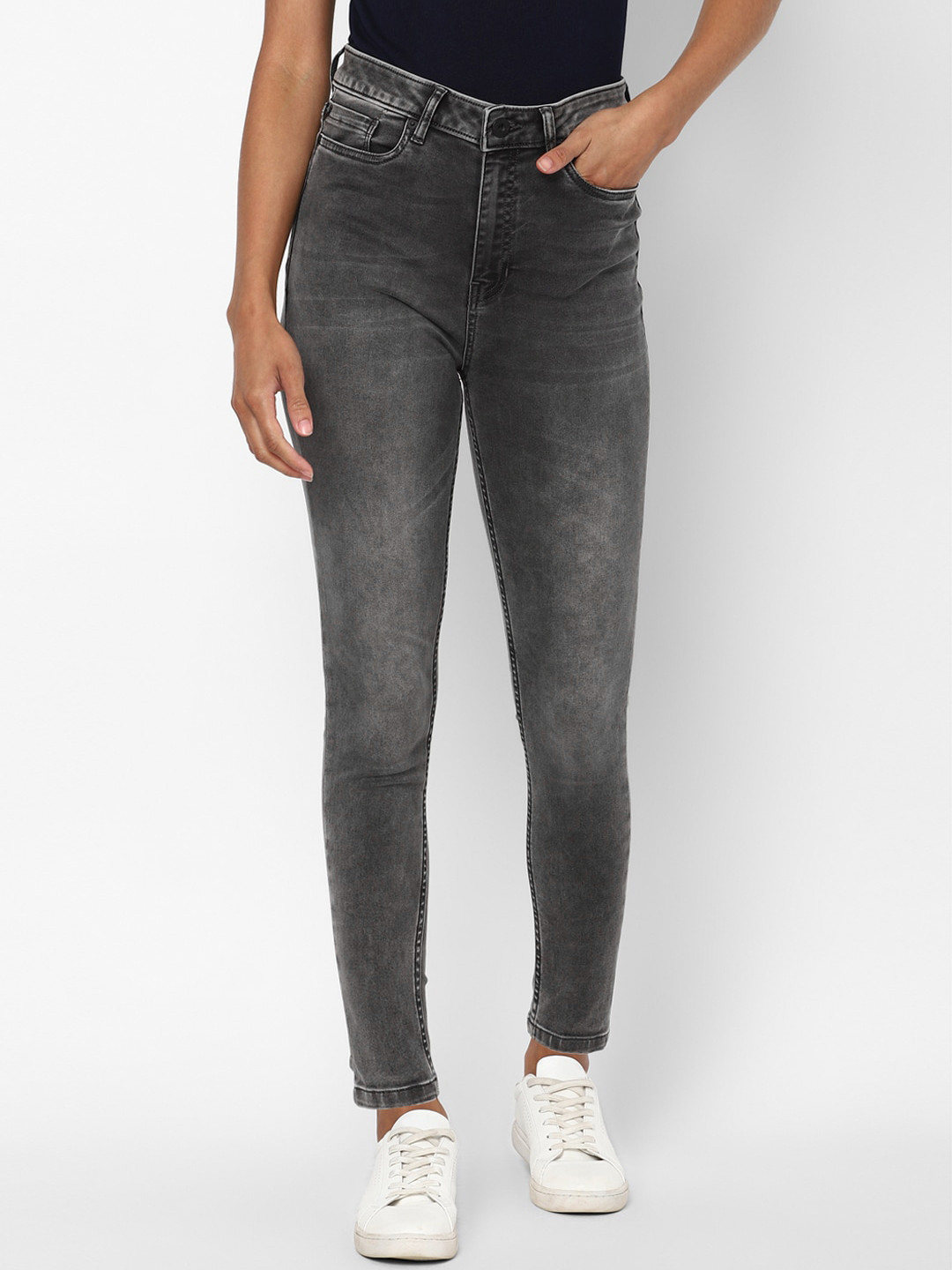 Allen Solly Woman Women Grey Skinny Fit Heavy Fade Jeans