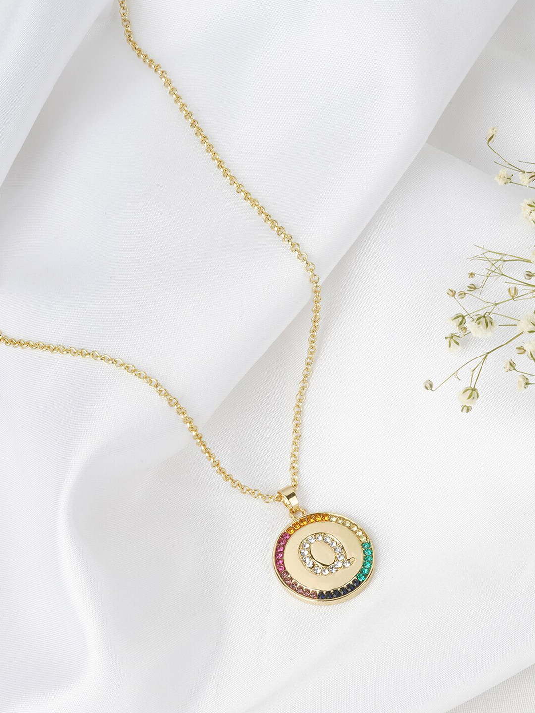 JOKER & WITCH Women Gold Toned Rhinestone Starlet Alphabet Q Necklace