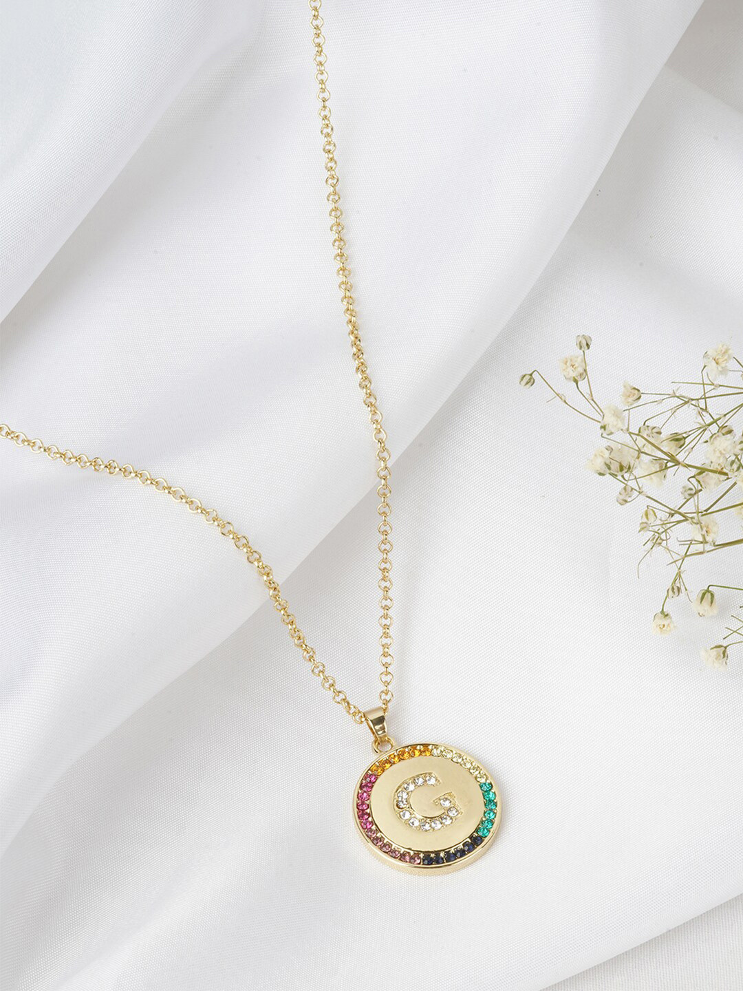 JOKER & WITCH Gold-Toned & Pink Alphabet G Pendant Necklace