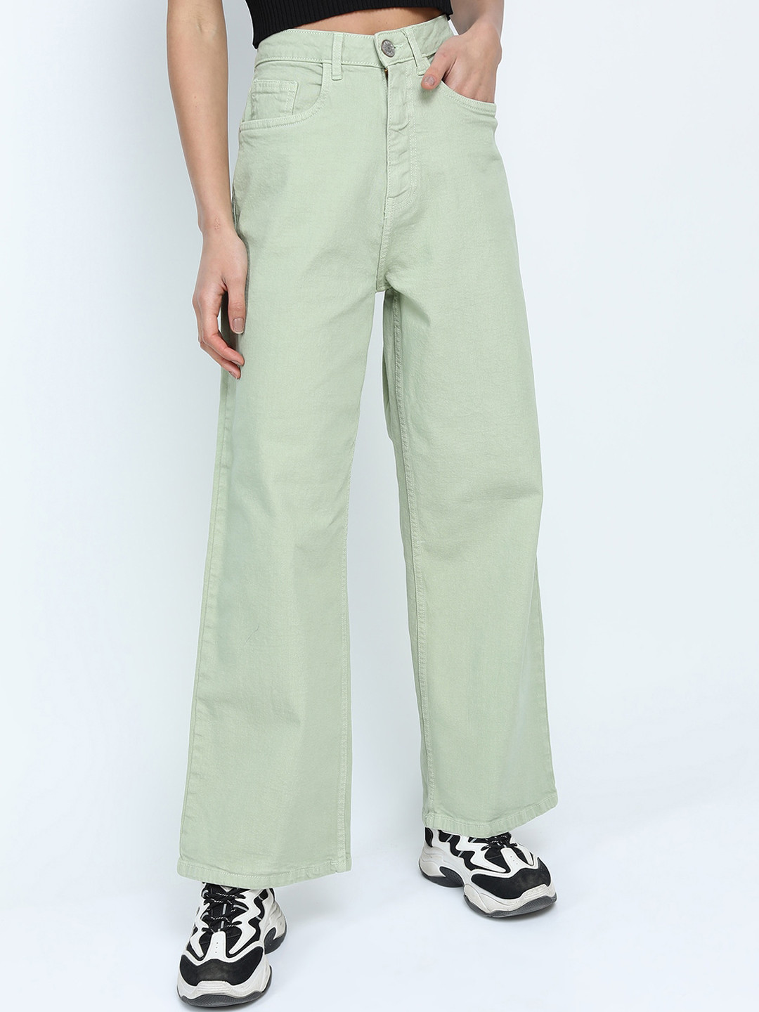 Tokyo Talkies Women Green Dad Fit Regular Fit Jeans